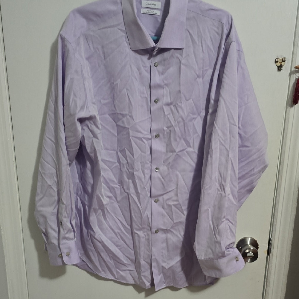 Calvin Klein Purple Dress Shirt Professional Cotton Blend